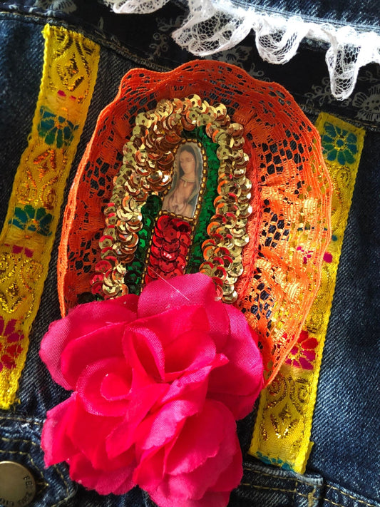 Virgin of Guadalupe denim jacket - GueyitaMexicana