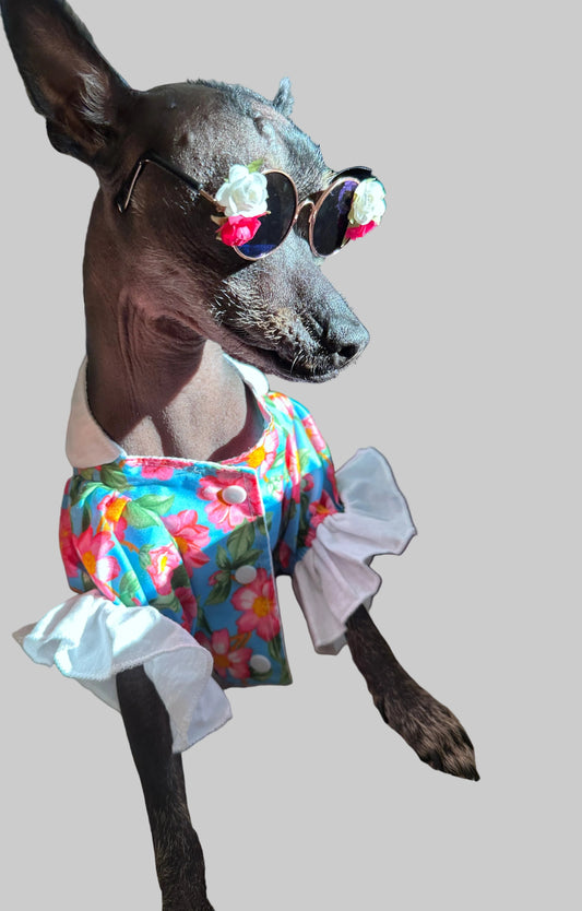 Blooming Spring Dog Blouses: Handmade Floral Elegance