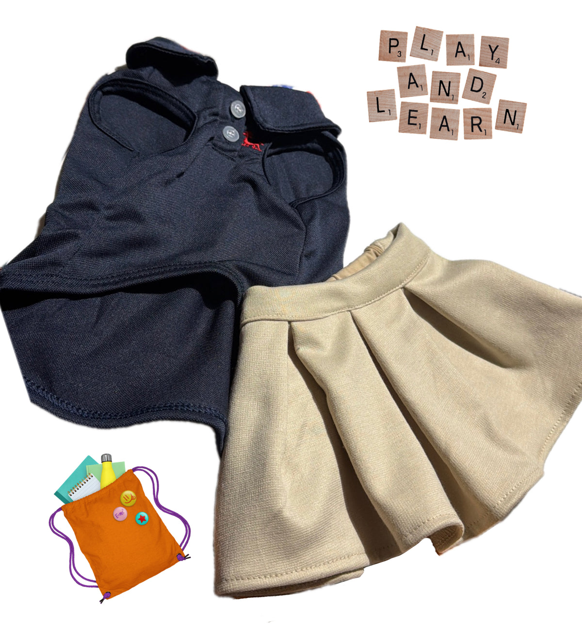 Charming Handmade Dog Girl Uniform for Back to School!