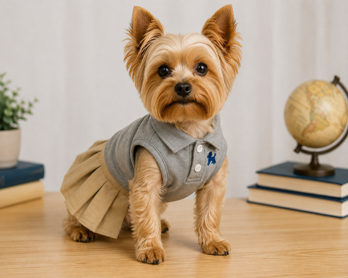 Charming Handmade Dog Girl Uniform for Back to School!