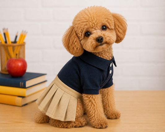 Charming Handmade Dog Girl Uniform for Back to School!