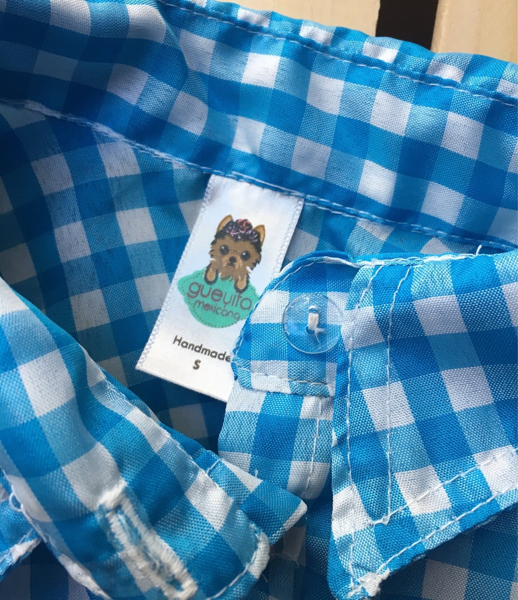 Gingham classic button - down dog shirt - GueyitaMexicana