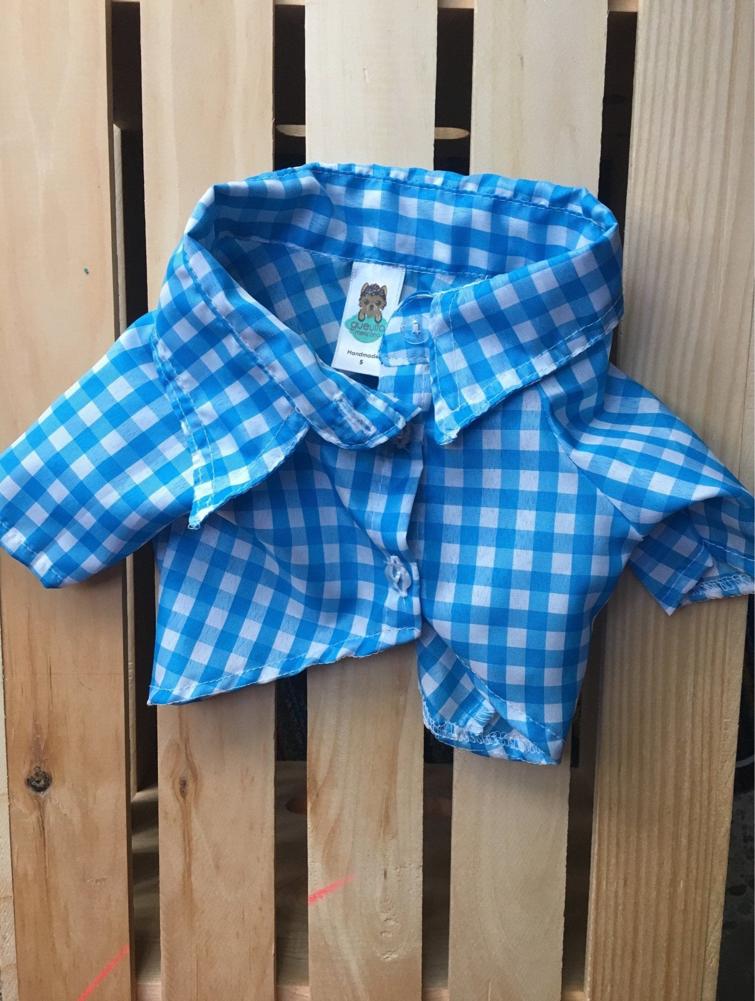 Gingham classic button - down dog shirt - GueyitaMexicana