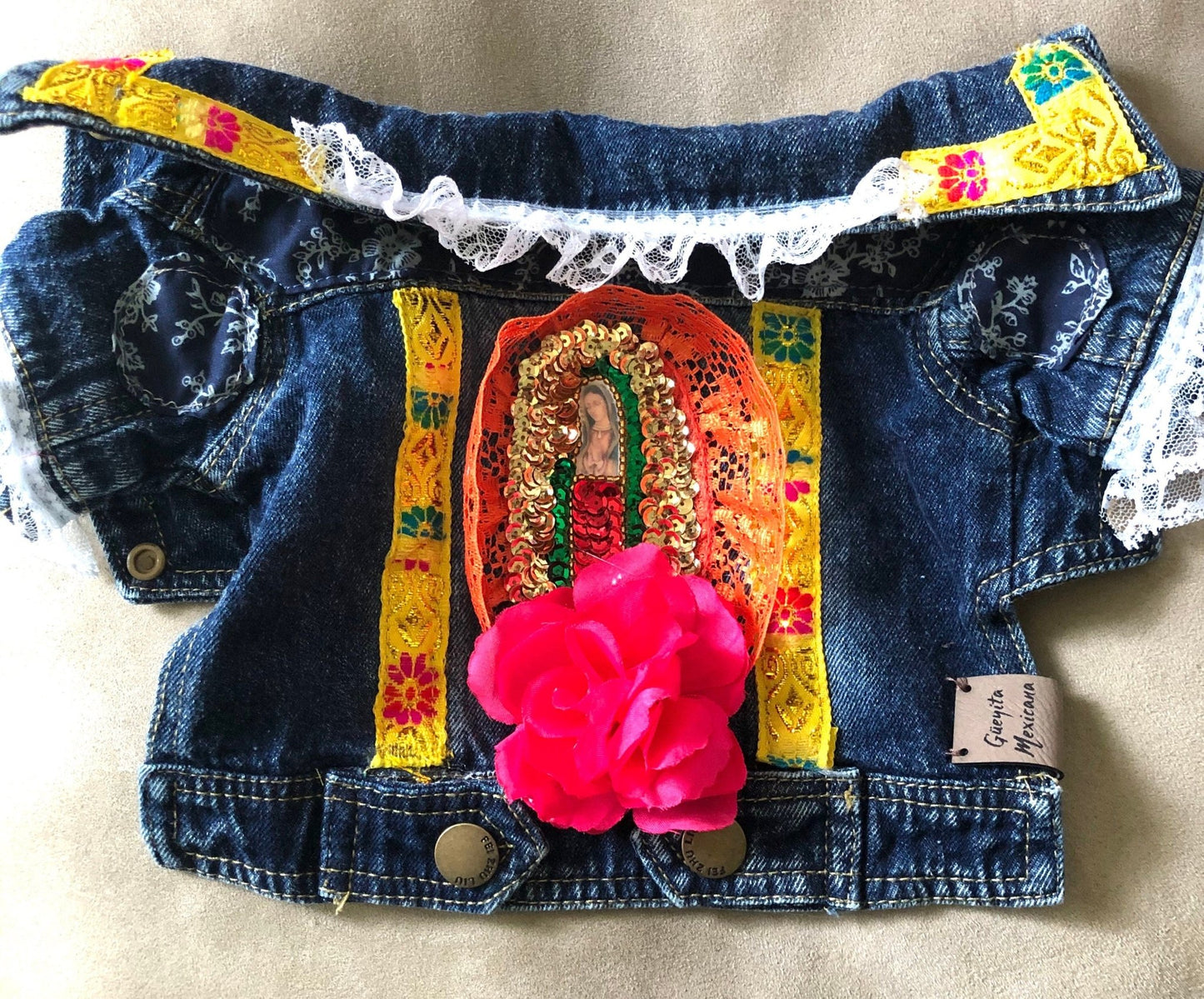 Virgin of Guadalupe denim jacket - GueyitaMexicana